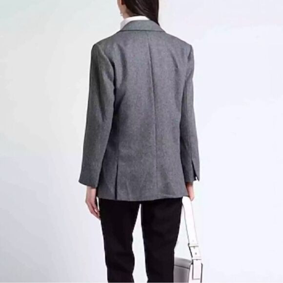 New Sandro France Palma Jacket Tailored Cut Wool Blend‎ Gray size 10 US - Picture 5 of 15